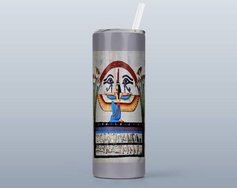 Isis Eyes Of Horus Tumbler 20 Oz Skinny with Lid, Straw, and Cleaning Brush