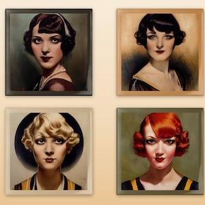 1920&#39;s Beauties Coasters Set of Four Ceramic Tile or Neoprene Free Shipping