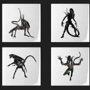 Xenomorph Alien Coasters Set Of Four Ceramic Tile or Neoprene Free Shipping