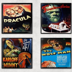 Classic Horror Movie Poster Getränkeuntersetzer Set mit vier Keramikfliesen oder Neopren Kostenloser Versand