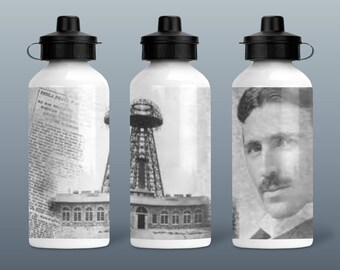 Nikola Tesla Water Bottle, Wardenclyffe Tower Design