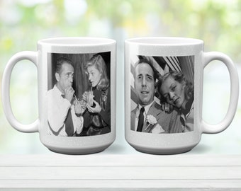 Bogie and Bacall Mug Ceramic 11 Oz/ 15 Oz Black and White Hollywood Couples Series Sublimation