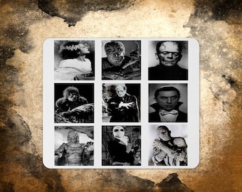 Mousepad with Nine Classic Monster Movie Characters