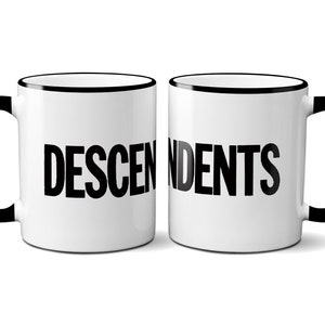 Los descendientes mug blanco con logotipo negro y mango negro 11 Oz Mug/15 Oz Mug