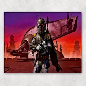 Boba Fett Canvas Panel with Display Stand Multiple Sizes