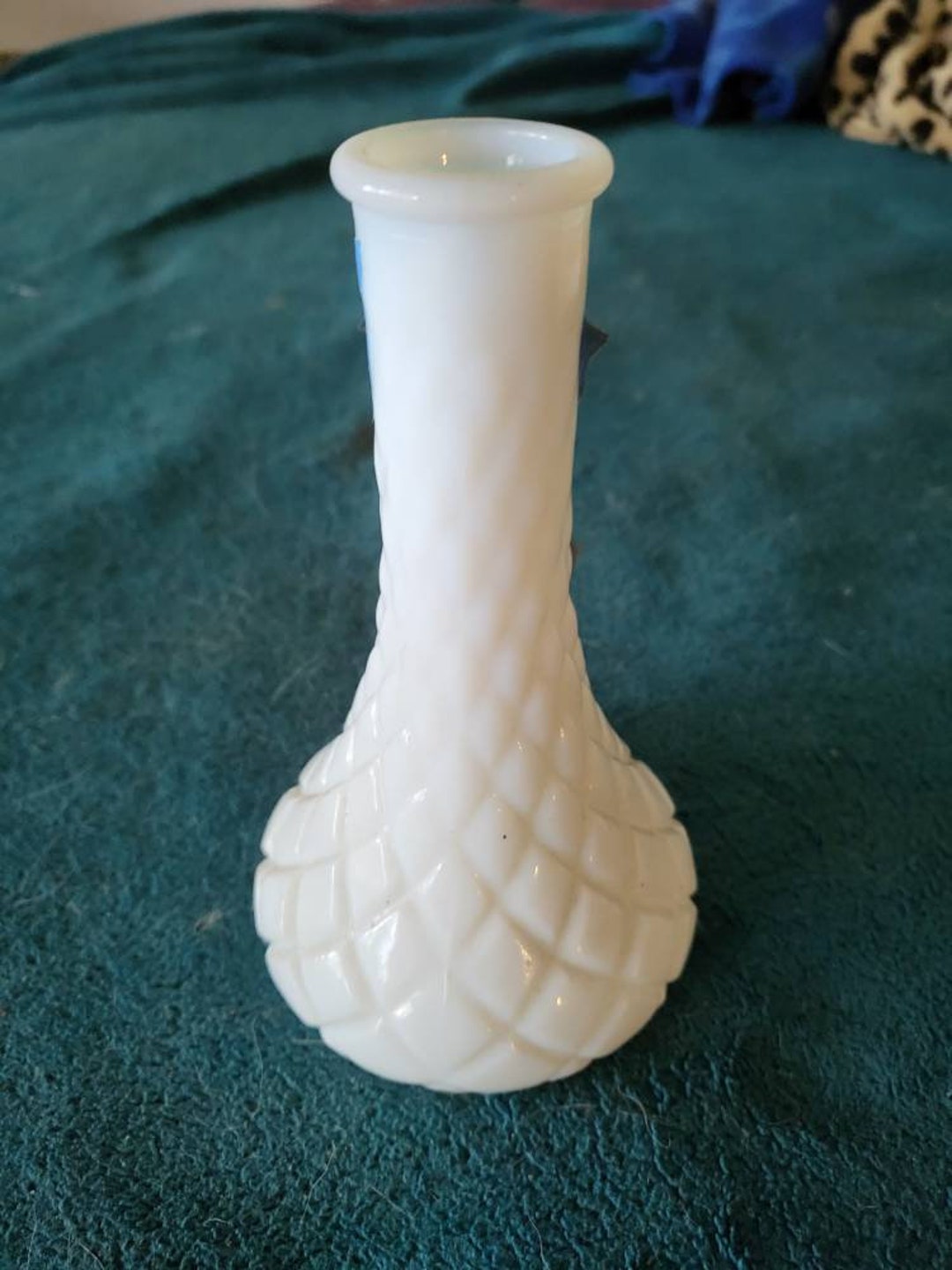 Vintage Hoosier White Milk Glass 4062 Diamond Ribbed Bud Vase SHIPS