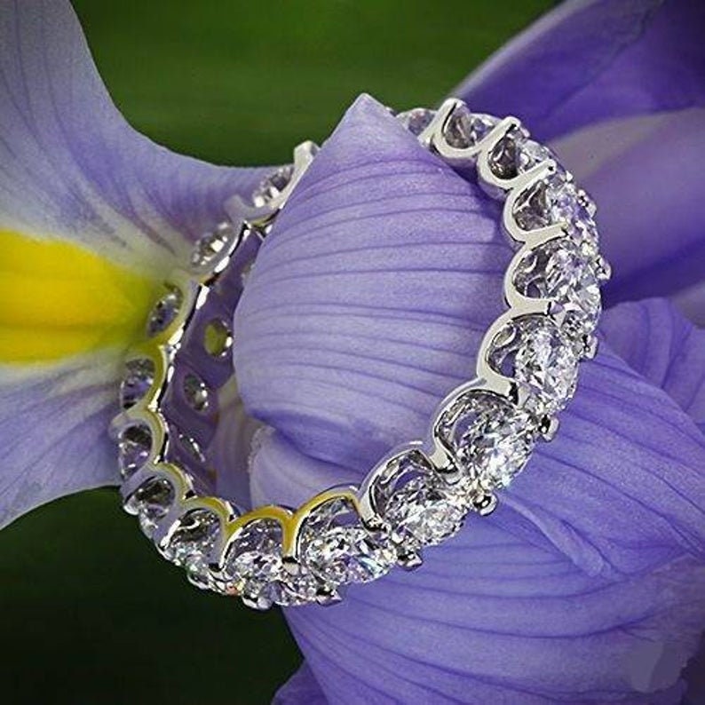 3.6ctw Moissanite Full Eternity Band 18k White Gold Etsy