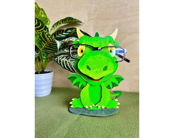 Hand-Painted Dragon Eyeglass Holder: Fantasy Glasses Stand