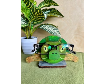 Adorable Turtle Eyeglass Holder for Glasses Cute Animal Glasses Stand Hand-Painted Turtle Gift for Kids Adults or Nightstand Decor