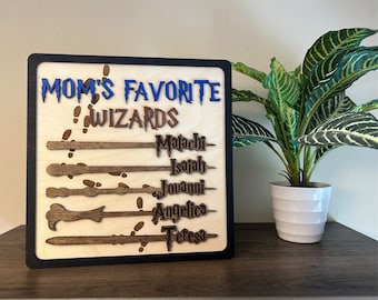 Personalized Wizards Sign: Unique Mom Gift with Custom Wands