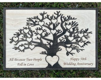 Personalized Family Tree Espresso Finish 50th Anniversary Gift For Parents 60th Anniversary Gift For Parents 40th Anniversary Gift