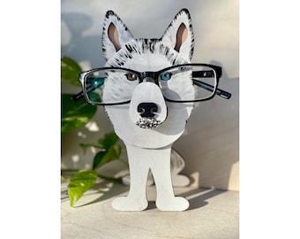 Hand Painted Husky Eyeglass Holder: Dog Lover Gift