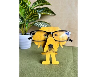Adorable Golden Retriever Eyeglass Holder for Glasses  Cute Animal Glasses Stand Hand-Painted Dog Gift for Kids, Adults or Nightstand Decor