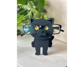 Black Cat Eyeglass Holder For Glasses Cat Gift Idea For Desk Glasses Stand For Desk Gift Idea Office Animal Eyeglass Holder