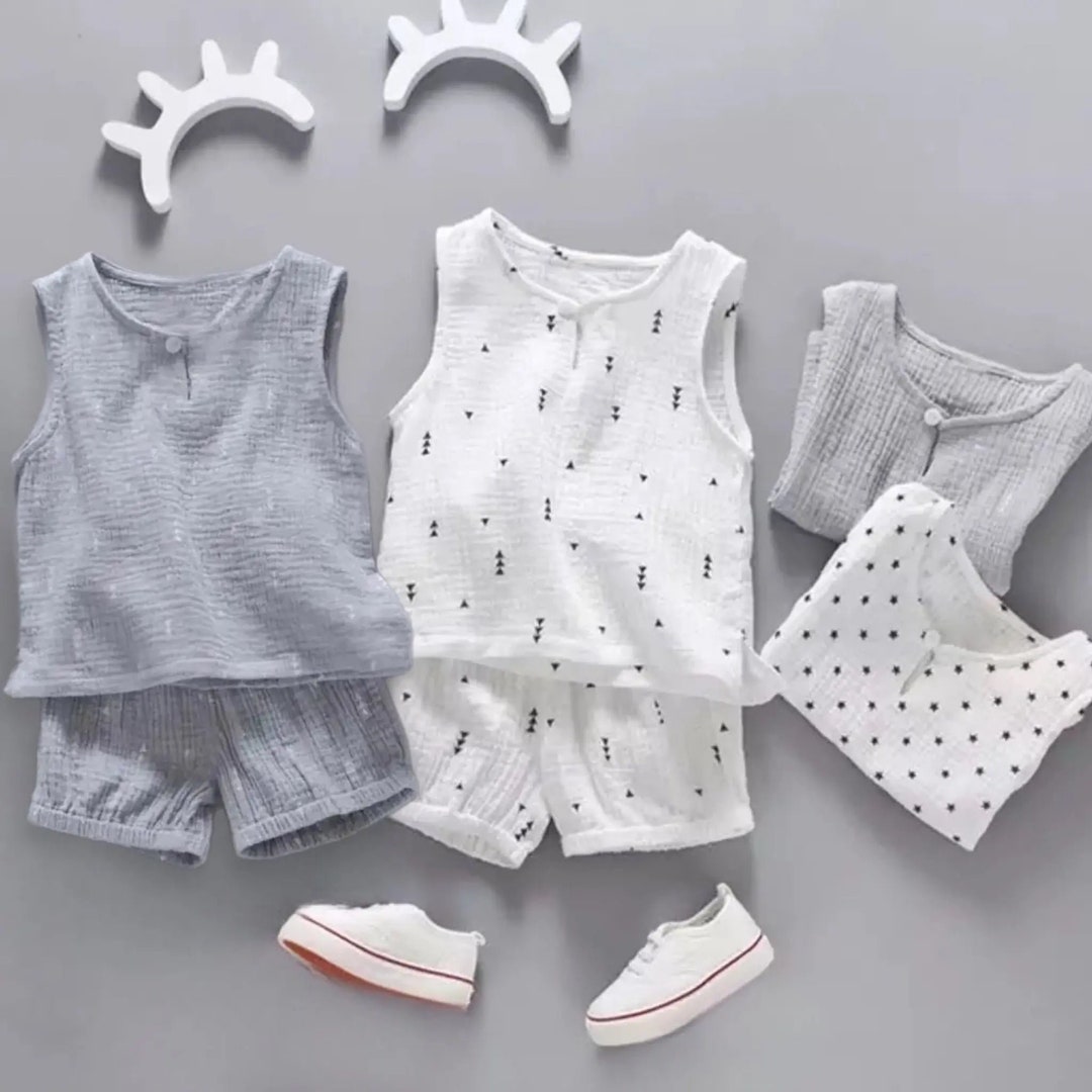 Toddler Boys Linen Clothes Set Boys Gray or White Lightweight Etsy