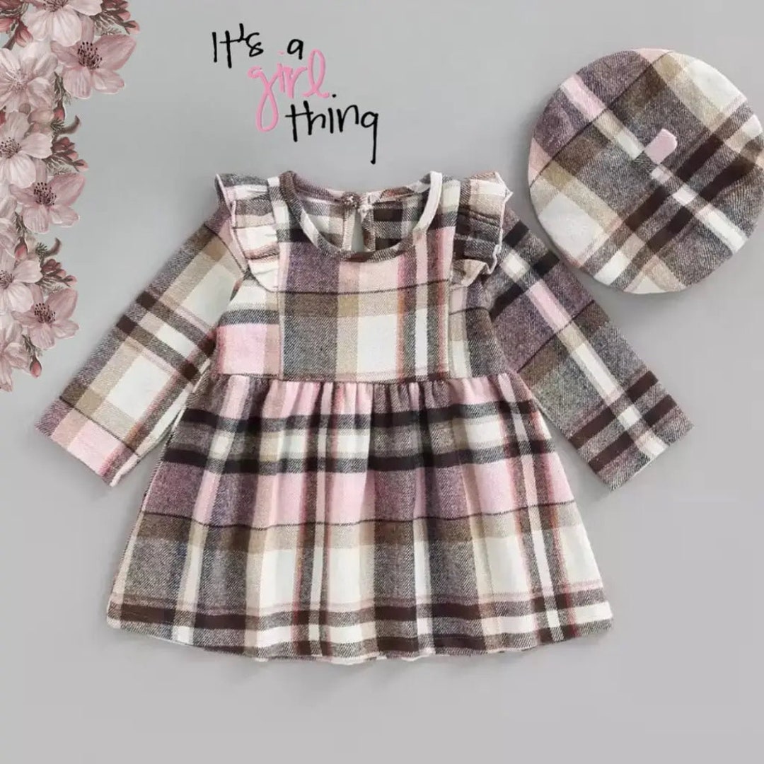Toddler Girl Plaid Dress Outfit Girls Fall Plaid Dress Girls Etsy