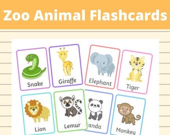 zoo animal flashcard etsy