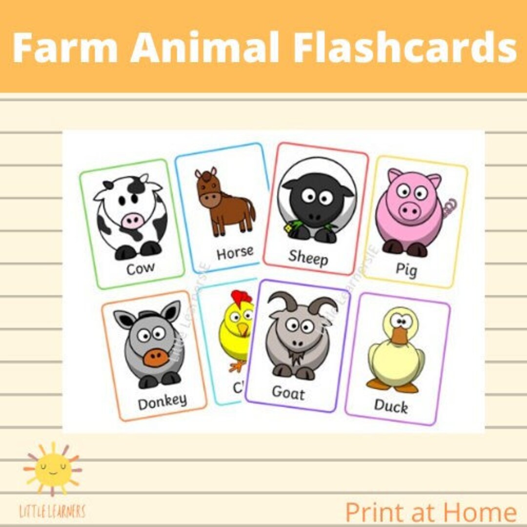 Printable Farm Animals Flashcards for Toddlers and Pre-schoolers - Etsy UK