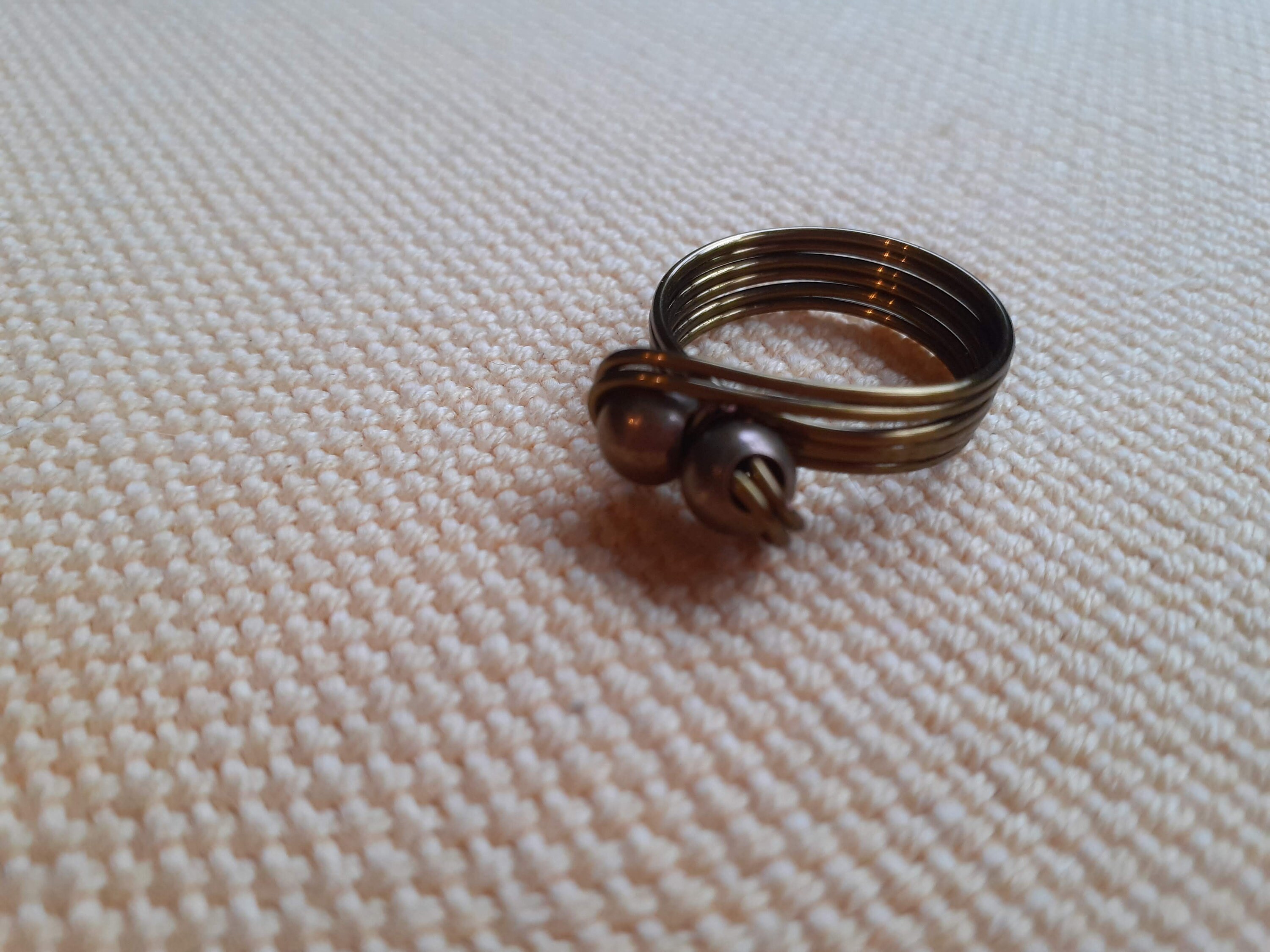 Copper wire ring with metal beads Etsy