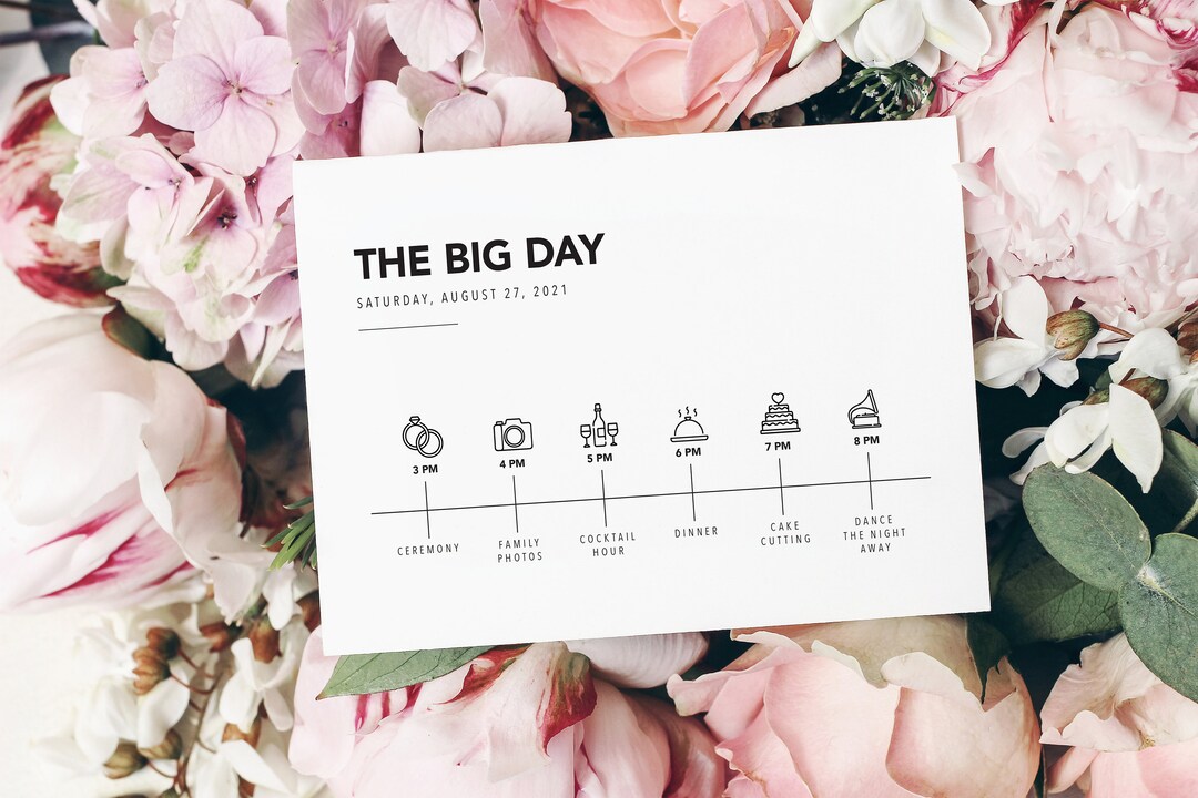 Modern Wedding Timeline Card Printable Template - Etsy Australia
