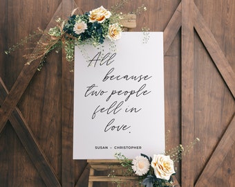 All Because Two People Fell in Love Wedding Welcome Sign Template