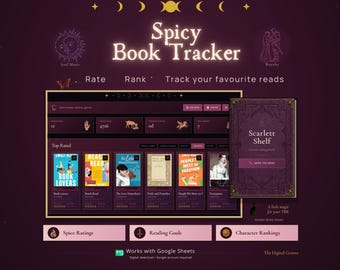 SPICY BOOK TRACKER Whimsical Witch Themed Gothic Smut Book Journal, Wishlist & Goals |Booktok| Google Web App