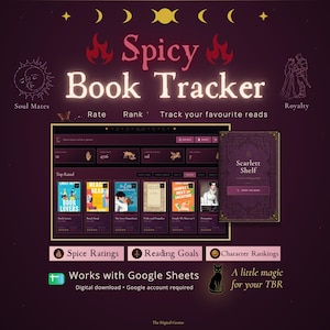 SPICY BOOK TRACKER Grillig heksenthema gotische erotische boekendagboek, verlanglijstje en doelen |Booktok| Google Web App