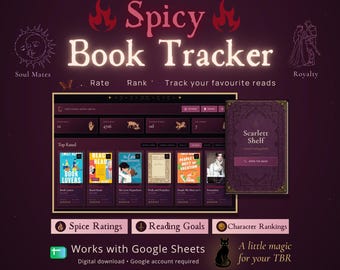 SPICY BOOK TRACKER Whimsical Witch Themed Gothic Smut Book Journal, Wishlist & Goals |Booktok| Google Web App