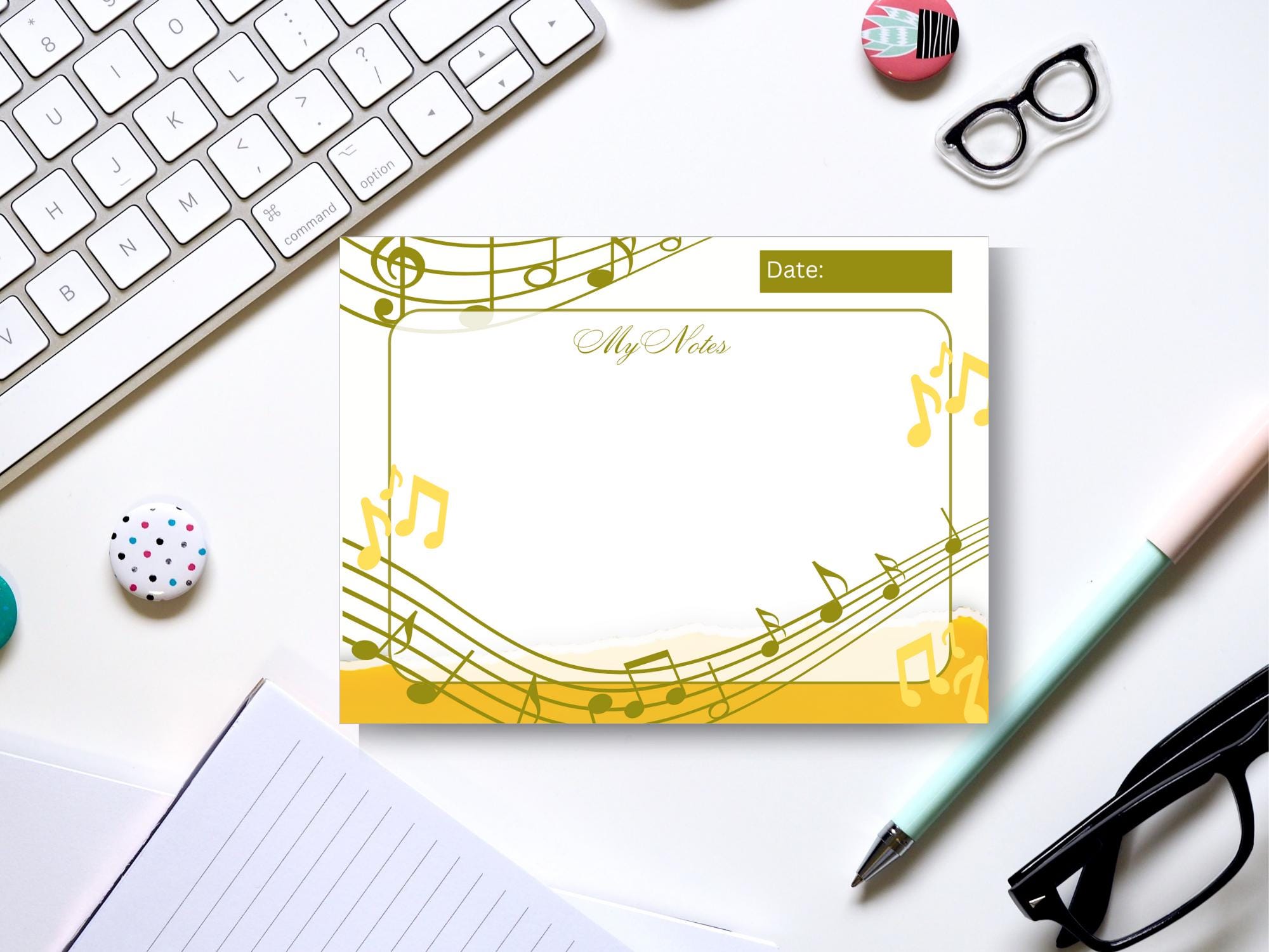 Rectangular Music Notes Notepad Template Personalized Music Notes Notepad, Music Teacher Gift - Etsy