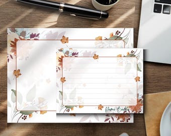 Personalized Fall Floral Notepad: Custom Stationery Gift