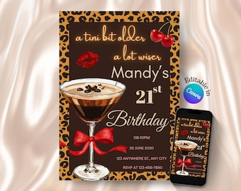 Cheetah Print Birthday Invitation, Red Bow Coquette Invite (Canva Template)