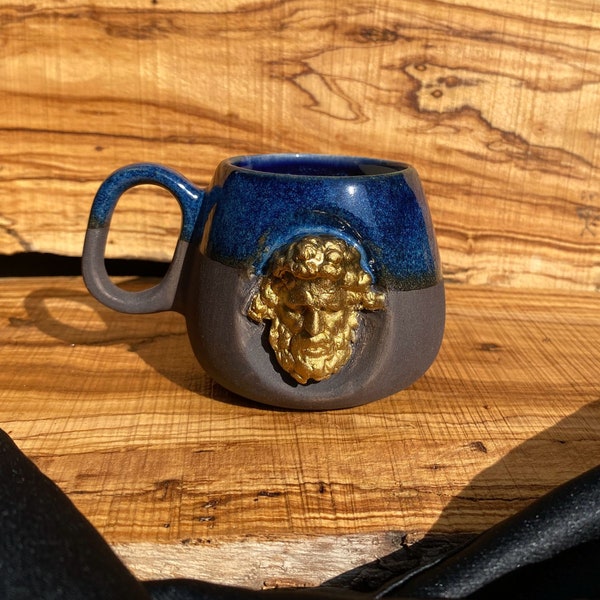 Handmade ceramic mug,high grade stoneware mug,sculpture embossed ceramic mug, laocoön detailed mug