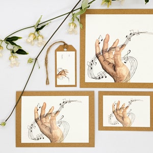 Music & Hand Connection Greeting Cards and Gift Tags