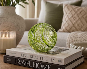 Lime Cobweb 3-inch Glass Ball
