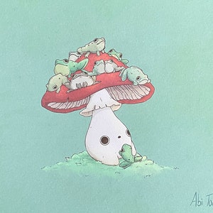 Mushling and Froggy Friends Print Cute Mushroom and Frogs - Etsy