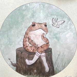 Mort the Toad Print - Toad and Moth Fine Art Giclée Print