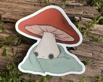 Smushling Sticker - Mushroom in a Blanket Vinyl Sticker