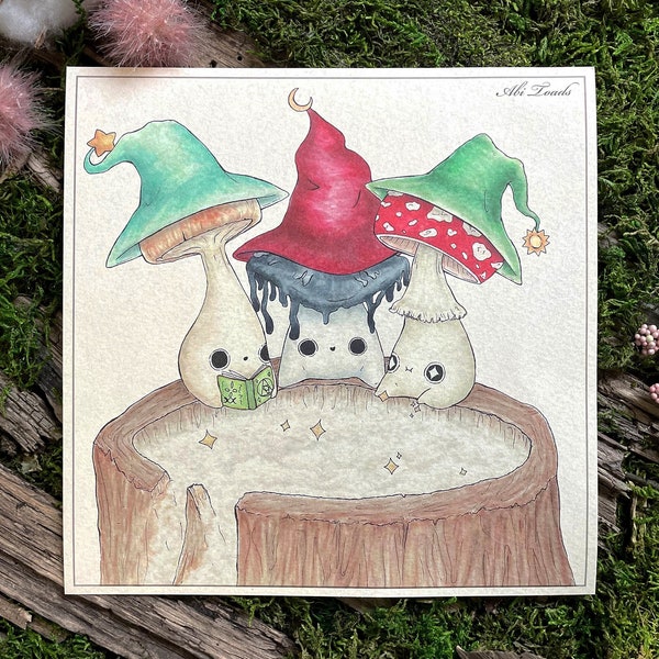 Mushling Coven Print - Witch/Wizard Mushroom Fine Art Giclée Print