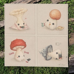 Gamer Mushling Print - Videogame Mushrooms Fine Art Giclée Print