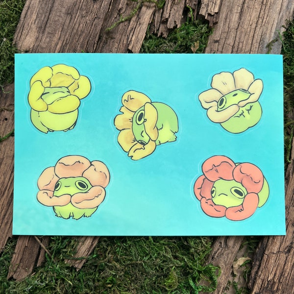 Flower Frogs Sticker Sheet