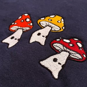 Embroidered Rainbow Mushlings Tee - Embroidered Mushroom Shirt