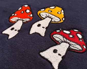 Embroidered Rainbow Mushlings Tee - Embroidered Mushroom Shirt