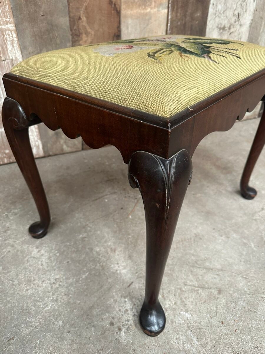 Antique Edwardian Needlepoint Tapestry Mahogany Stool. C 1920 Etsy UK