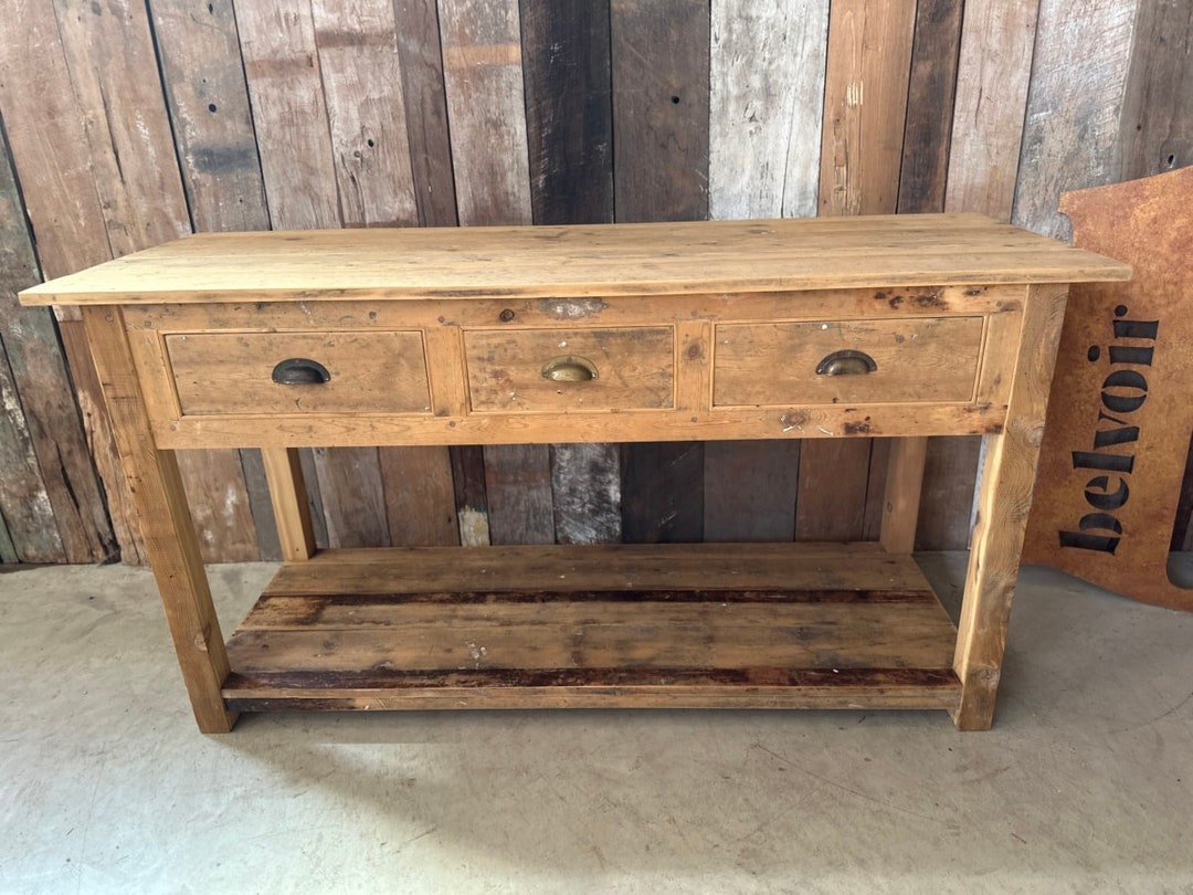 Vintage Pine Console Pot Board Hall Kitchen Island Table Etsy UK