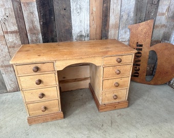 Antique Pine Kneehole Desk Dressing Table