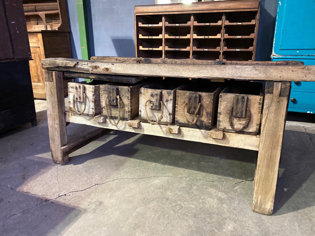Antique WWI Pine Munitions Workbench Island, C 1910 Etsy UK
