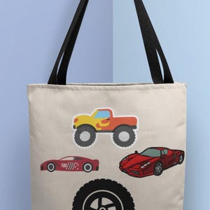 Kids&#39; Cars Tote Bag, Fun Vehicle Designs, Perfect for School, Grocery Runs, Beach Trips, Gifts, Everyday Use