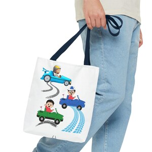 Kids Race Car Tote Bag, Fun and Playful Grocery Tote, Eco-Friendly Bag, Gift for Car Lovers, Birthday Party Supplies, Kid&#39;s Activity Bag