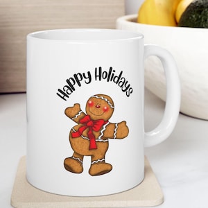 Gingerbread Christmas Coffee Mug: Festive Holiday, Cocoa Mug, White Elephant Gift, Stocking Stuffer, Kitchen Decor, Office Mug