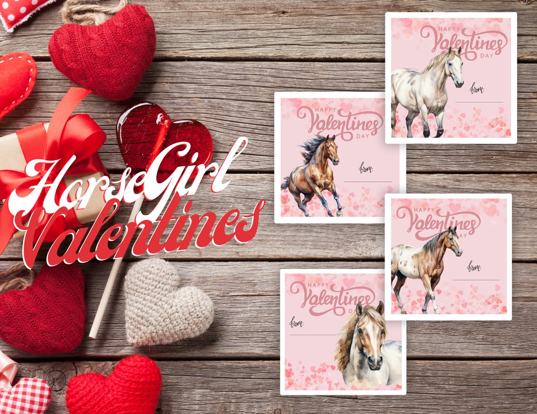 Horse Valentine's Printable square - Etsy